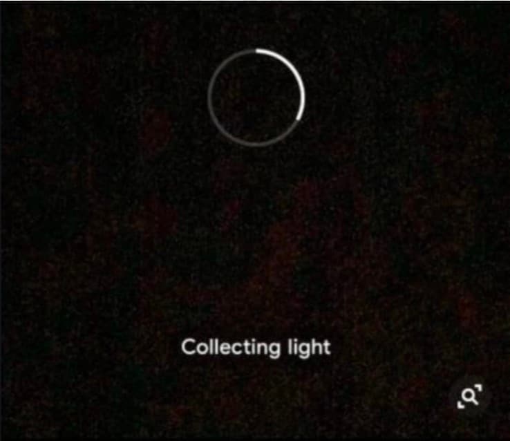 Phone capturing a photo in night mode